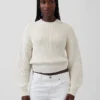 100% Cotton Barrel-Sleeve Crop Sweater