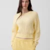 100% Cotton Barrel-Sleeve Crop Sweater