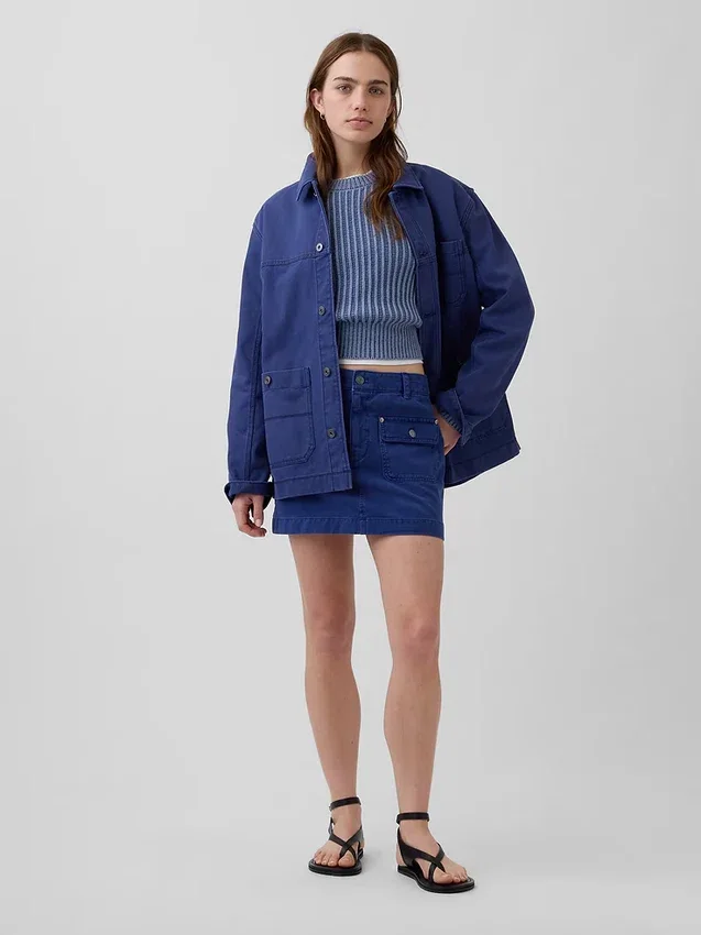 100% Cotton Barrel-Sleeve Crop Sweater