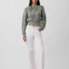 100% Cotton Barrel-Sleeve Crop Sweater