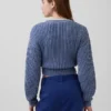 100% Cotton Barrel-Sleeve Crop Sweater
