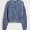 100% Cotton Barrel-Sleeve Crop Sweater