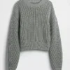 100% Cotton Barrel-Sleeve Crop Sweater
