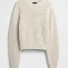 100% Cotton Barrel-Sleeve Crop Sweater