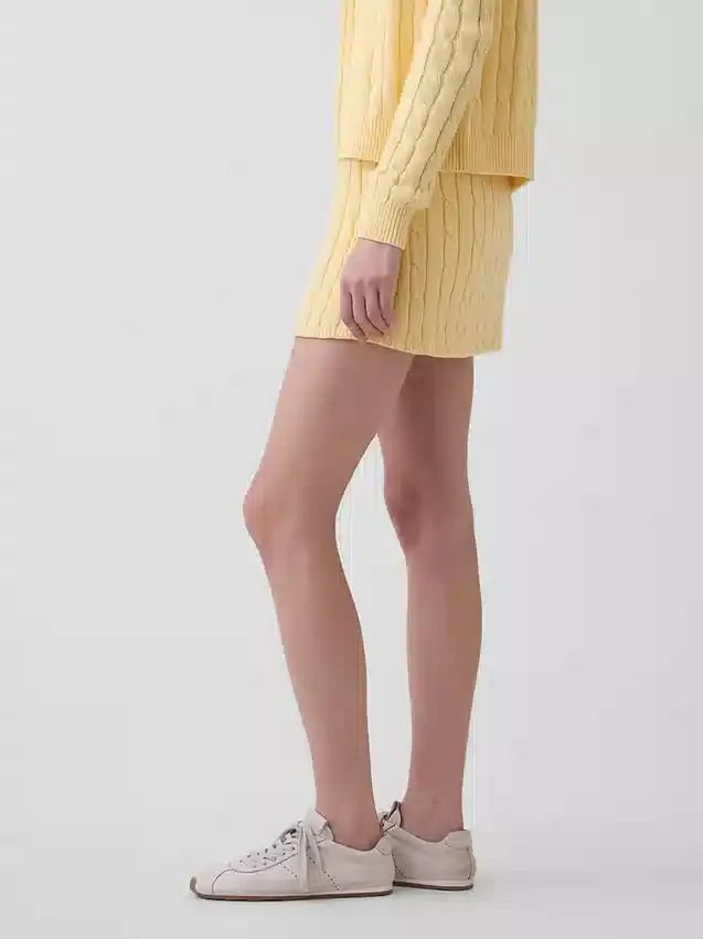 100% Cotton Cable-Knit Mini Skort