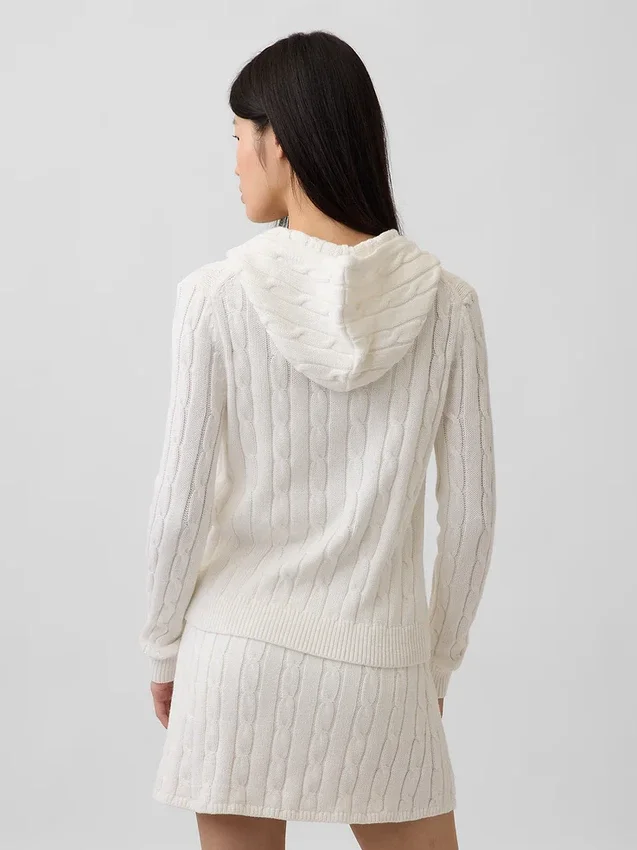 100% Cotton Cable-Knit Zip Cardigan