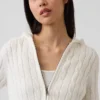 100% Cotton Cable-Knit Zip Cardigan