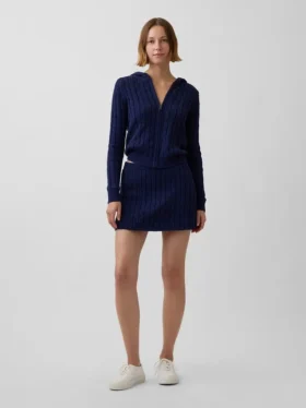 100% Cotton Cable-Knit Mini Skort