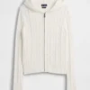 100% Cotton Cable-Knit Zip Cardigan