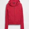 100% Cotton Cable-Knit Zip Cardigan