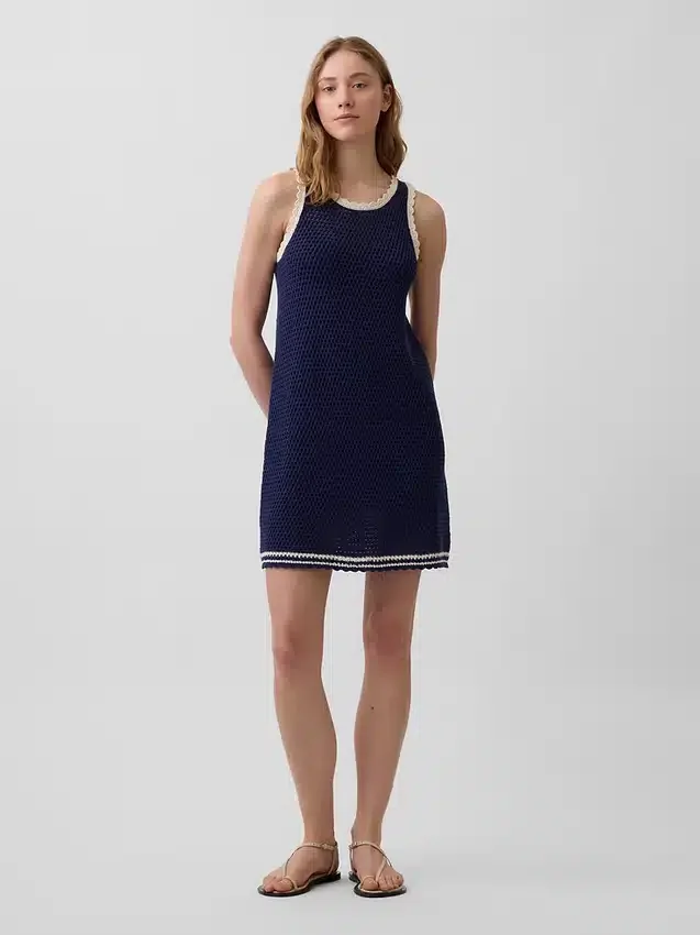 100% Cotton Crochet Mini Dress