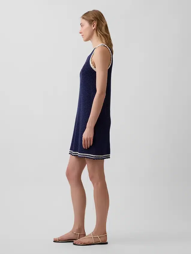 100% Cotton Crochet Mini Dress
