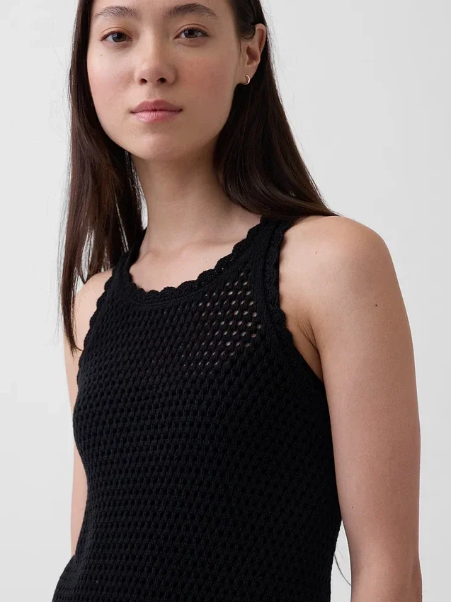 100% Cotton Crochet Mini Dress