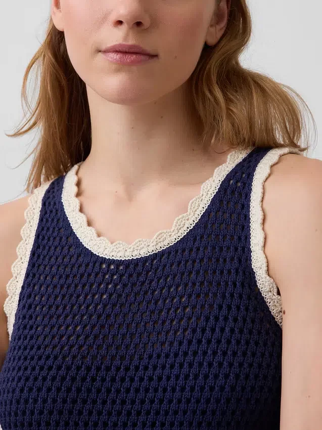 100% Cotton Crochet Mini Dress