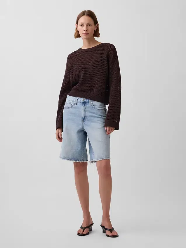 100% Cotton Crochet Relaxed Sweater