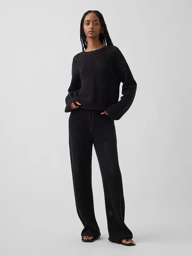 100% Cotton Crochet Relaxed Sweater