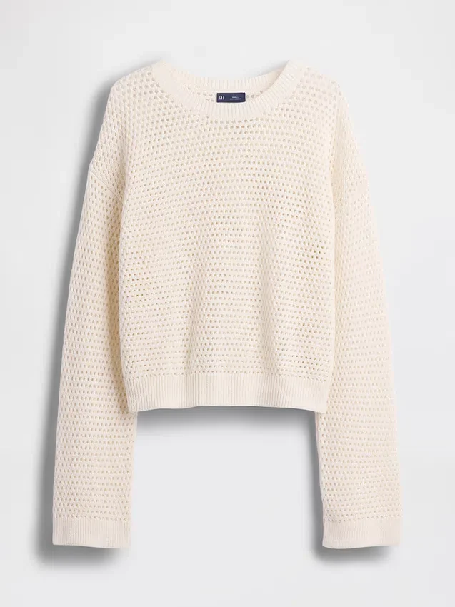 100% Cotton Crochet Relaxed Sweater