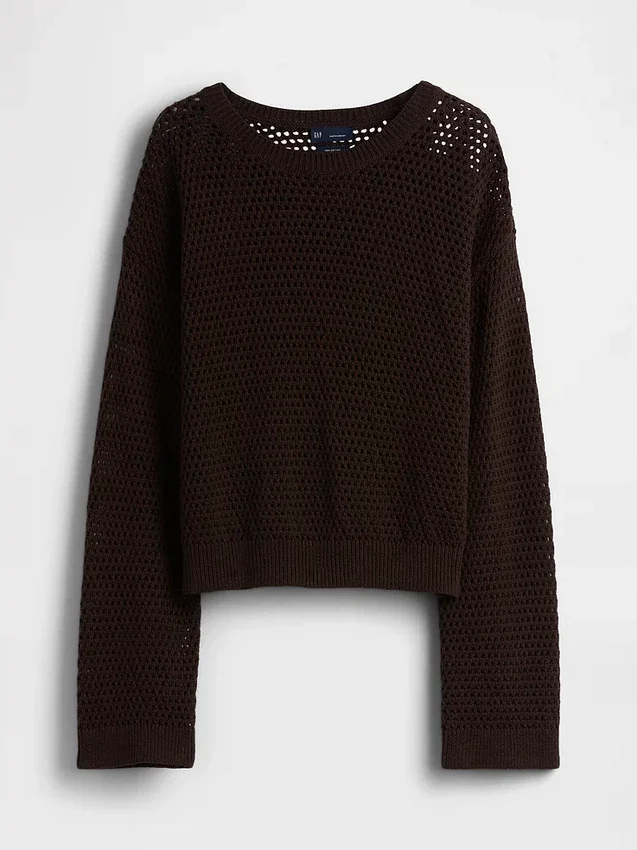 100% Cotton Crochet Relaxed Sweater