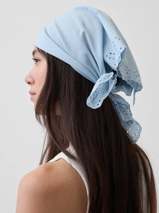 100% Cotton Eyelet Bandana Scarf