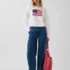 100% Cotton Oversized Americana Crop Sweater