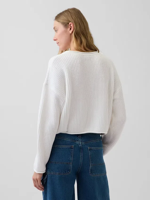 100% Cotton Oversized Americana Crop Sweater