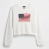 100% Cotton Oversized Americana Crop Sweater