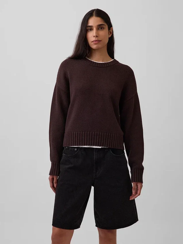 100% Cotton Oversized Crop Sweater