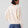 100% Cotton Oversized Shaker V-Neck Sweater