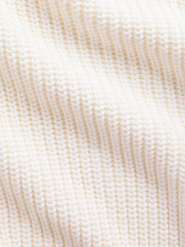 100% Cotton Oversized Shaker V-Neck Sweater