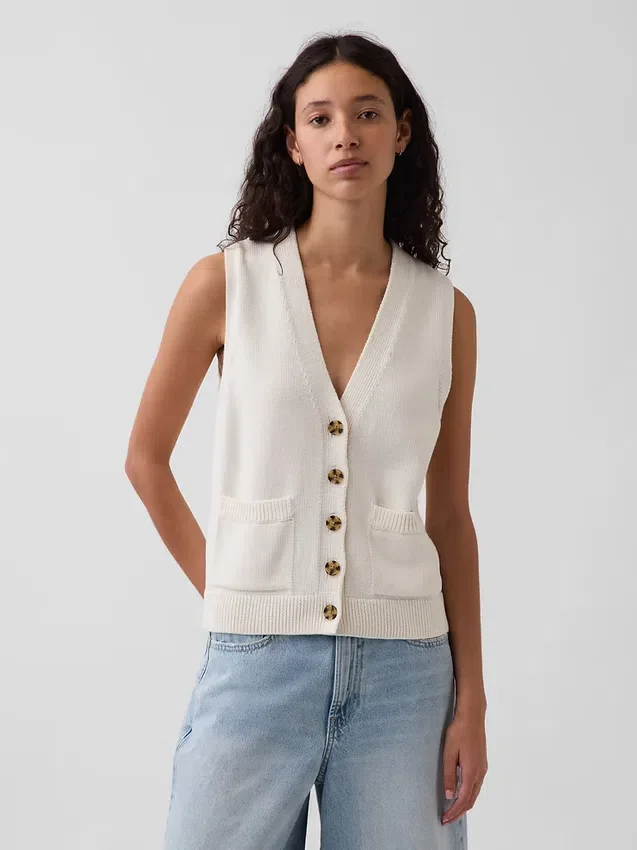 100% Cotton Pocket Sweater Vest