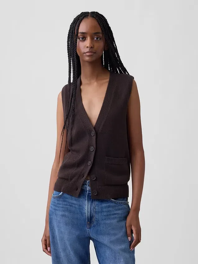 100% Cotton Pocket Sweater Vest