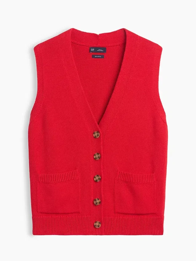 100% Cotton Pocket Sweater Vest