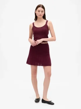 100% Cotton Pointelle Mini Skirt