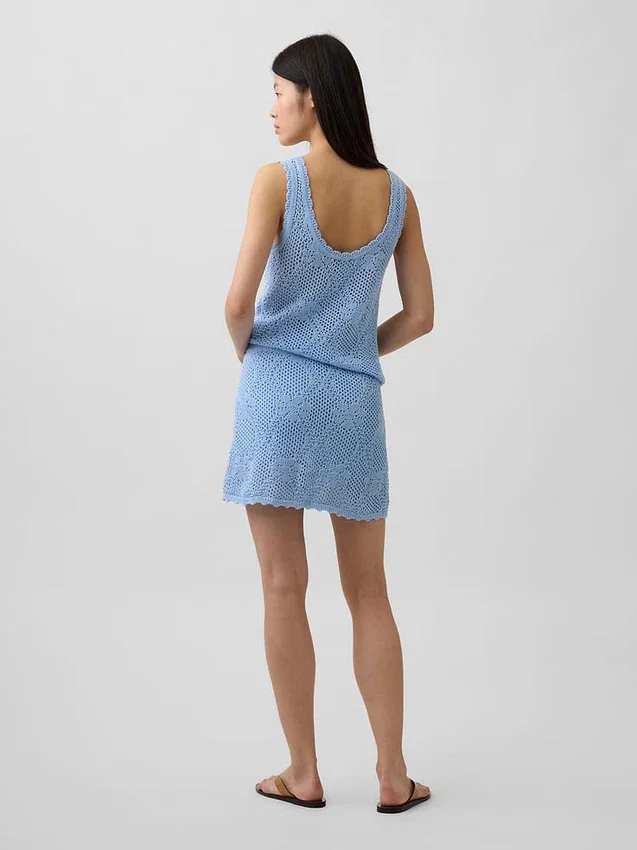 100% Cotton Pointelle Mini Sweater Skort