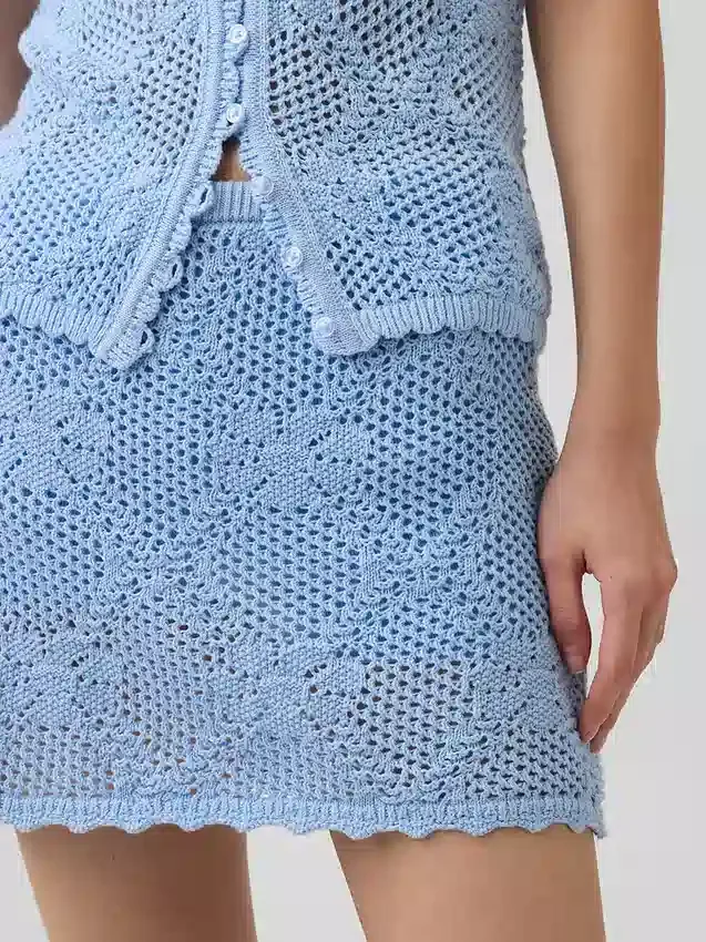 100% Cotton Pointelle Mini Sweater Skort