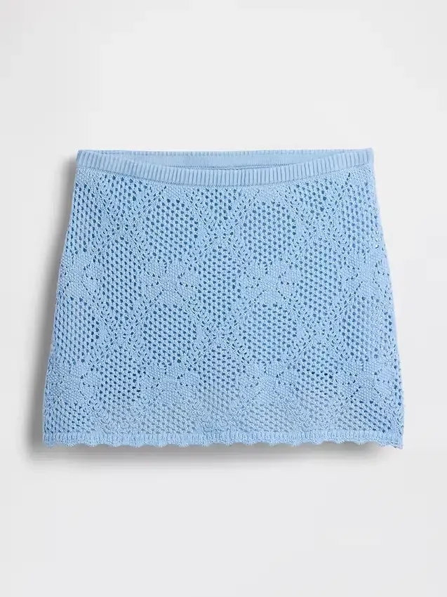 100% Cotton Pointelle Mini Sweater Skort