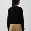 100% Cotton Relaxed Crop Cardigan Sweater