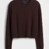 100% Cotton Relaxed Crop Cardigan Sweater