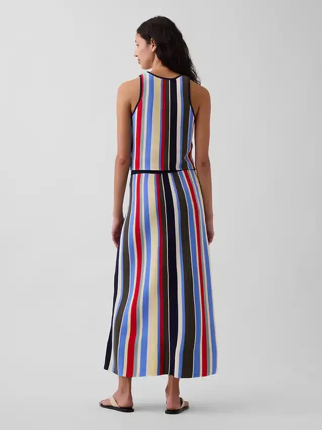 100% Cotton Stripe Easy Maxi Sweater Skirt