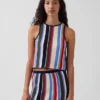 100% Cotton Stripe Halter Sweater Tank