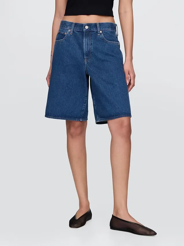 11" Mid Rise Longline Denim Shorts