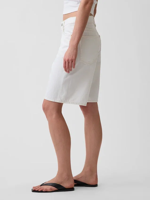 11" Mid Rise Longline Denim Shorts