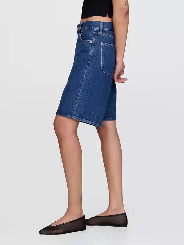 11" Mid Rise Longline Denim Shorts