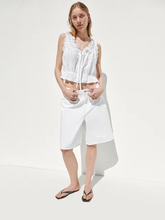 11" Mid Rise Longline Denim Shorts