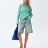 11" Mid Rise Longline Denim Shorts