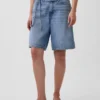 11" Mid Rise Micro Belt Longline Denim Shorts