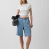 11" Mid Rise Ultrasoft Easy Stripe Longline Denim Shorts