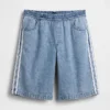 11" Mid Rise Ultrasoft Easy Stripe Longline Denim Shorts