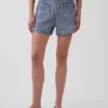3.5" High Rise Gingham Relaxed Straight Denim Shorts