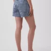 3.5" High Rise Gingham Relaxed Straight Denim Shorts